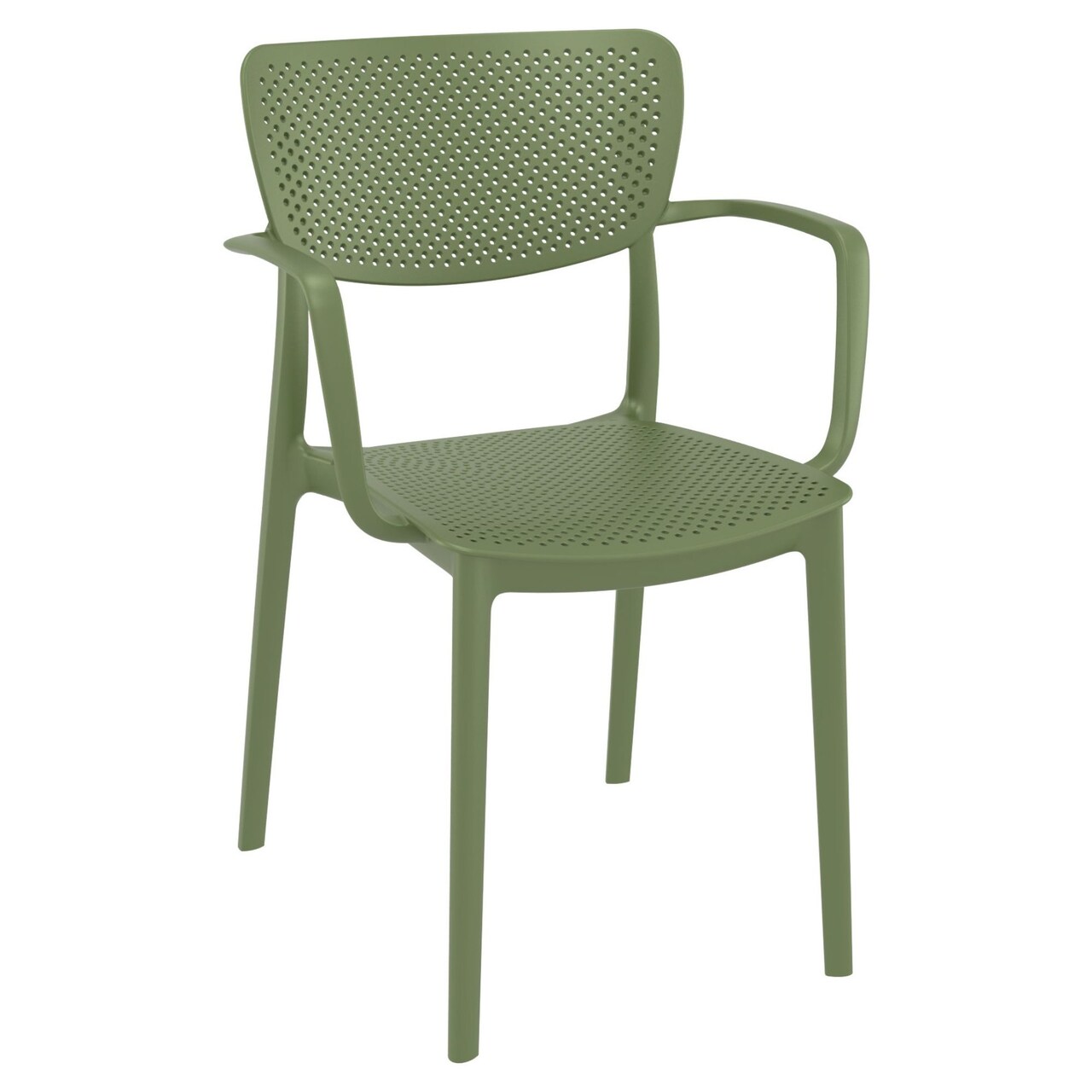 Luxury Commercial Living 33" Olive Green Stackable Patio Dining Arm Chair